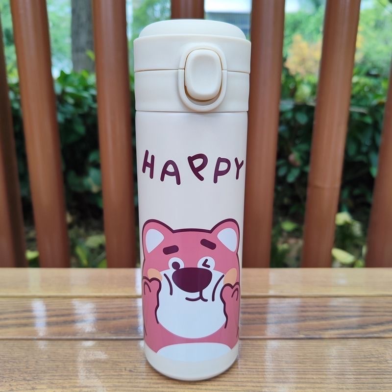 Bình nước giữ nhiệt in hình Gấu Dâu & Kuromi dễ thương dung tích 420ml inox SUS304 cao cấp TP28