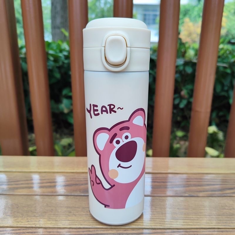 Bình nước giữ nhiệt in hình Gấu Dâu & Kuromi dễ thương dung tích 420ml inox SUS304 cao cấp TP28