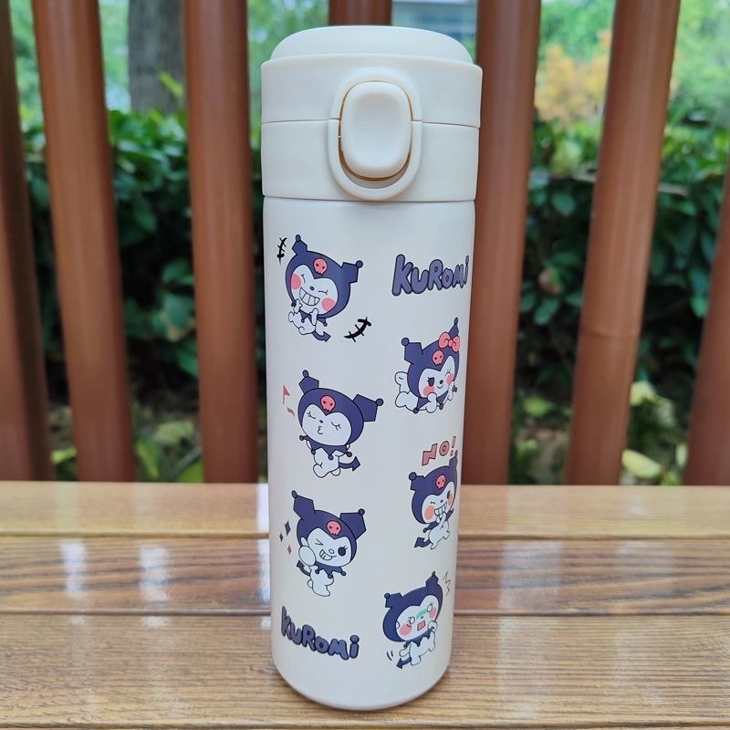 Bình nước giữ nhiệt in hình Gấu Dâu & Kuromi dễ thương dung tích 420ml inox SUS304 cao cấp TP28