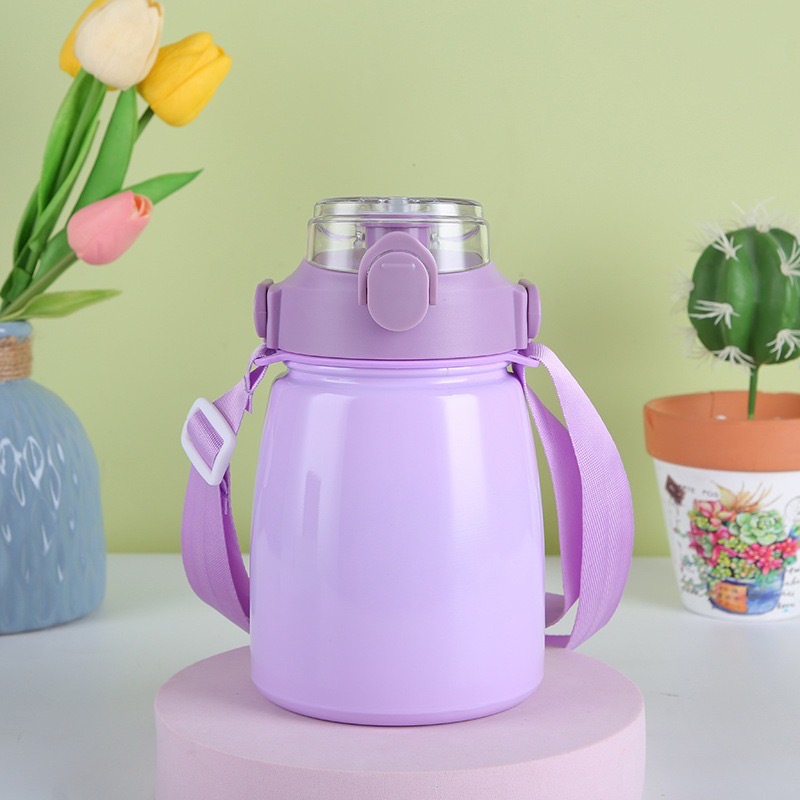 Bình giữ nhiệt 900ml inox 304 có ống hút Siêu Cute, giữ nhiệt 7-12h có dây đeo tiện dụng dễ dàng mang theo Ha-547