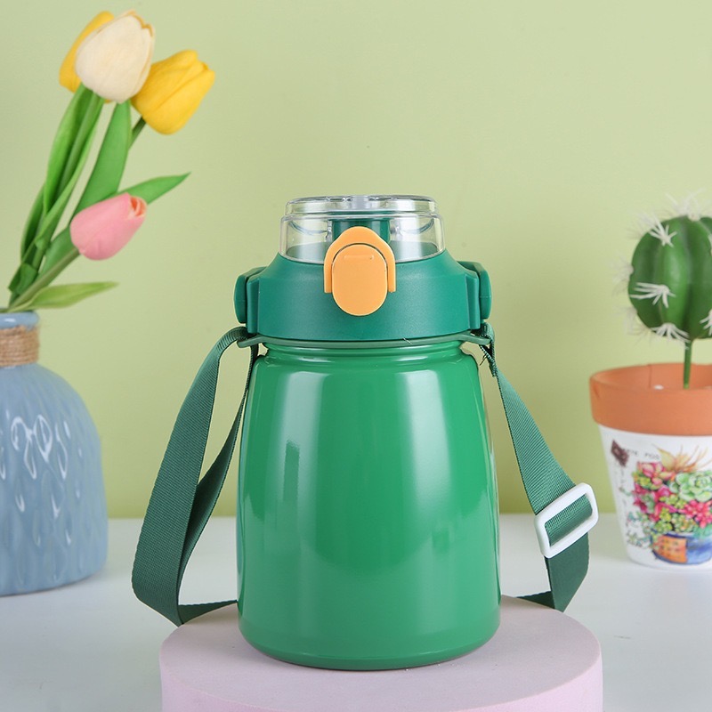 Bình giữ nhiệt 900ml inox 304 có ống hút Siêu Cute, giữ nhiệt 7-12h có dây đeo tiện dụng dễ dàng mang theo Ha-547