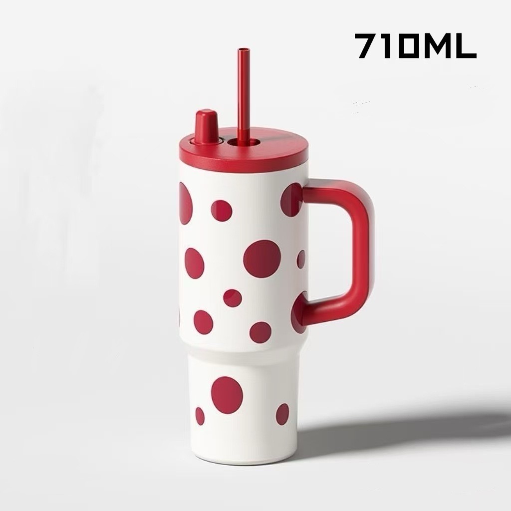 Ly giữ nhiệt phong cách Giáng Sinh 900ml inox 316 bình giữ nhiệt có quai xách và ống hút dễ thương BNC131