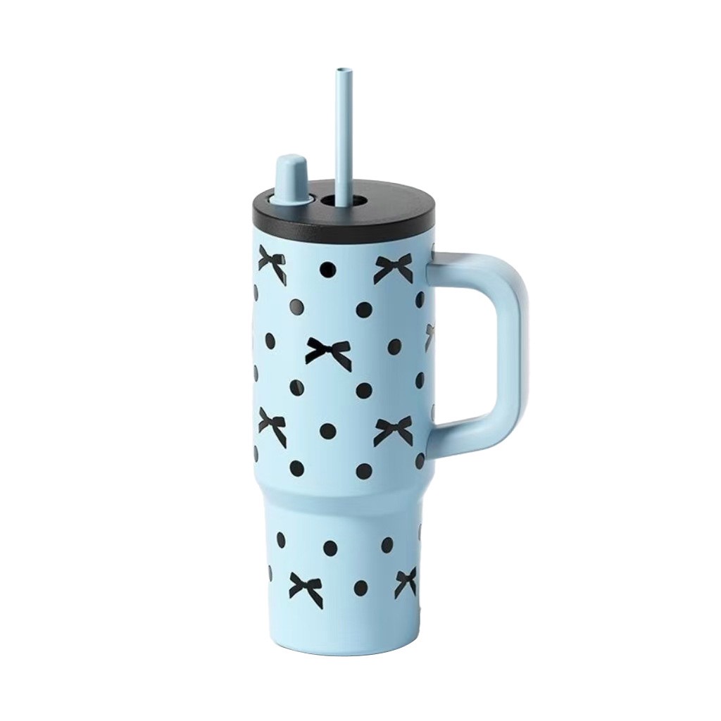 Ly giữ nhiệt phong cách Giáng Sinh 900ml inox 316 bình giữ nhiệt có quai xách và ống hút dễ thương BNC131