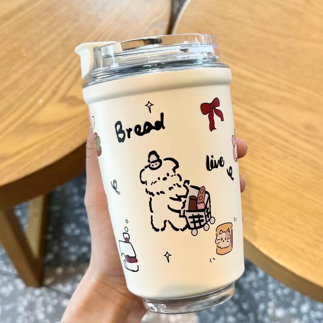 Ly giữ nhiệt cao cấp inox 316 hoạ tiết vẽ tay hoạt hình ngộ nghĩnh 550ml BH-1127