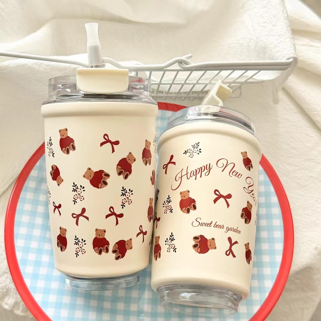 Ly giữ nhiệt cao cấp inox 316 hoạ tiết vẽ tay hoạt hình ngộ nghĩnh 550ml BH-1127