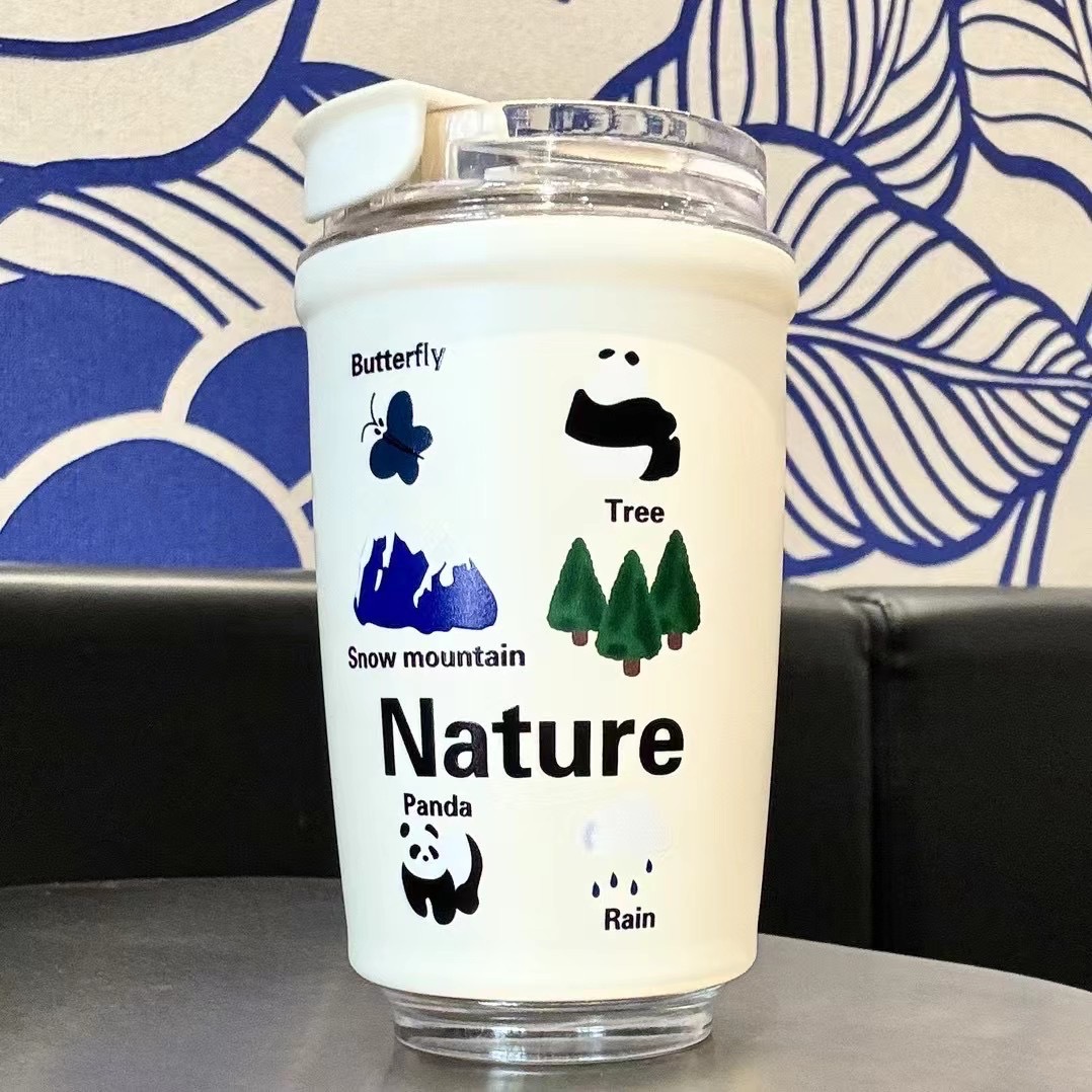 Ly giữ nhiệt cao cấp inox 316 hoạ tiết vẽ tay hoạt hình ngộ nghĩnh 550ml BH-1127