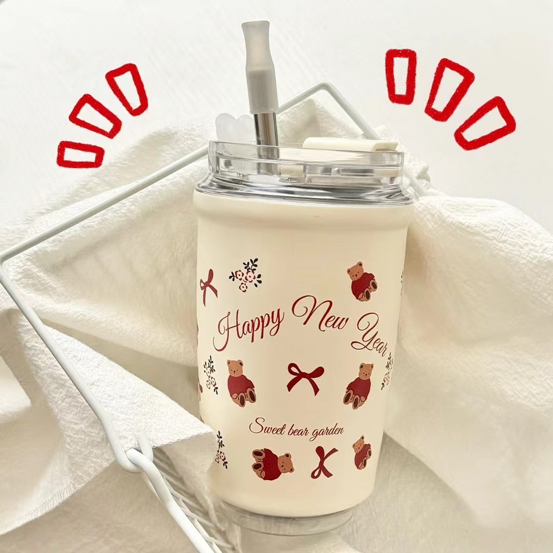 Ly giữ nhiệt cao cấp inox 316 hoạ tiết vẽ tay hoạt hình ngộ nghĩnh 550ml BH-1127