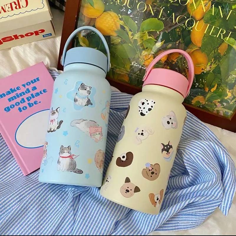 Bình giữ nhiệt cao cấp inox 316 hoạ tiết Cún Lạp Xưởng và Hello Kitty 650ml TL001