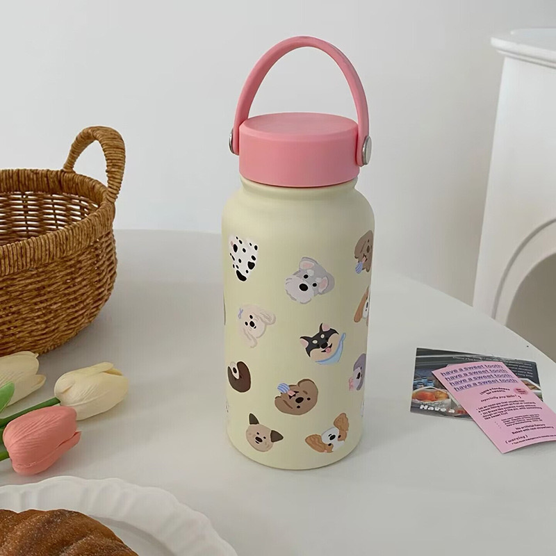 Bình giữ nhiệt cao cấp inox 316 hoạ tiết Cún Lạp Xưởng và Hello Kitty 650ml TL001