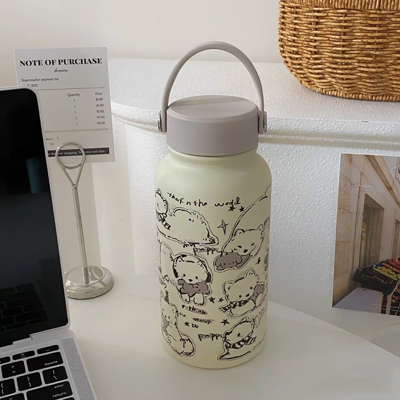 Bình giữ nhiệt cao cấp inox 316 hoạ tiết Cún Lạp Xưởng và Hello Kitty 650ml TL001