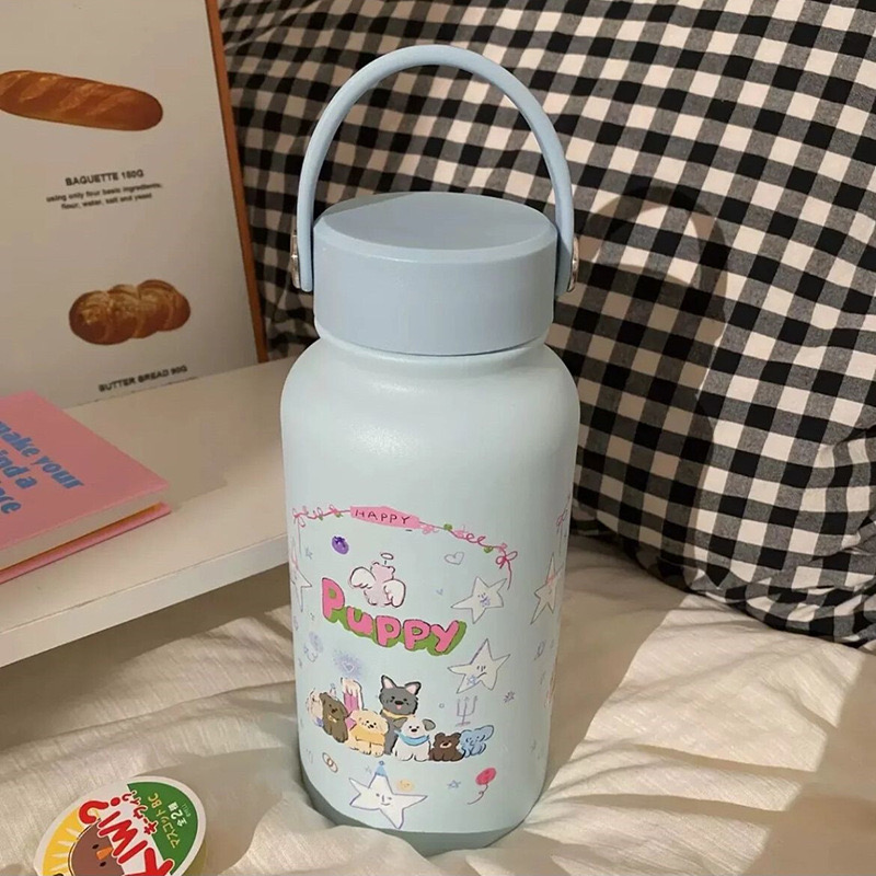 Bình giữ nhiệt cao cấp inox 316 hoạ tiết Cún Lạp Xưởng và Hello Kitty 650ml TL001