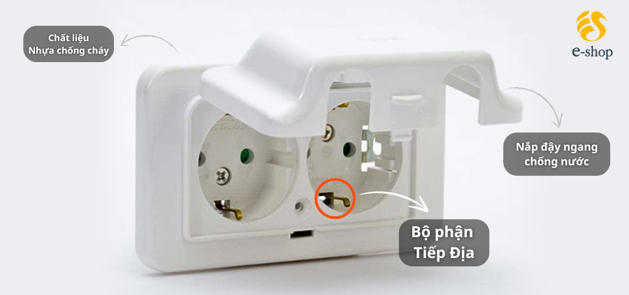 Ổ cắm điện chống nước nắp ngang Dosel Hàn Quốc