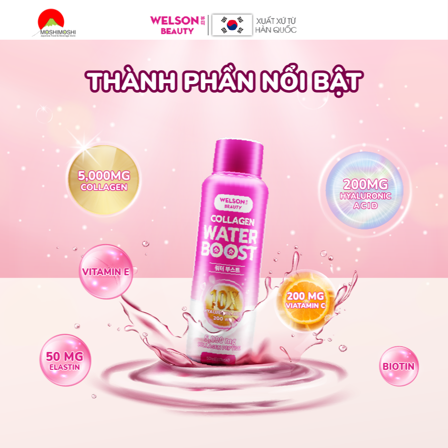 Mỗi chai Nước uống bổ sung Collagen Welson Beauty có dung tích 50ml