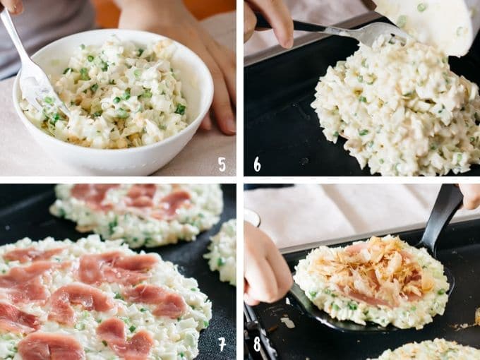 làm bánh xèo Nhật Bản Okonomiyaki đơn giản