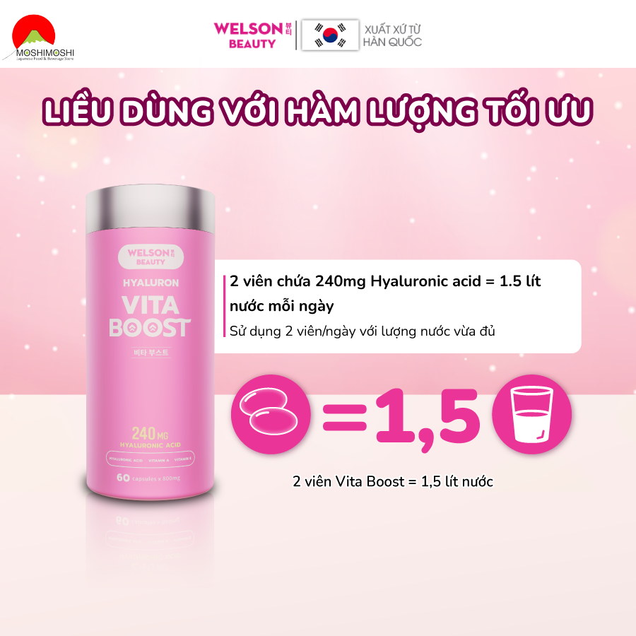 Liều dùng Welson Beauty Hyaluron Vita Boost