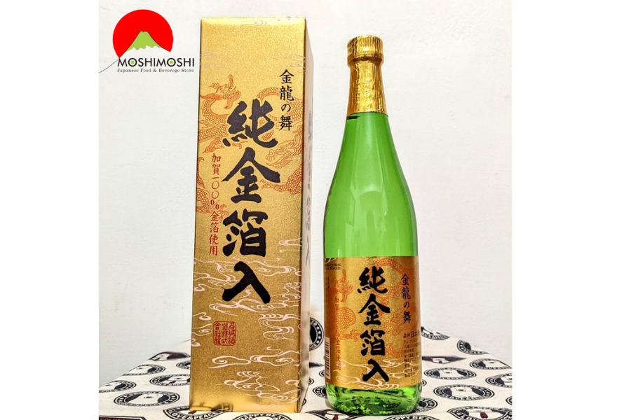 Rượu Sake Vảy Vàng Kinryu No Mai Junkinpakuiri có vàng thật