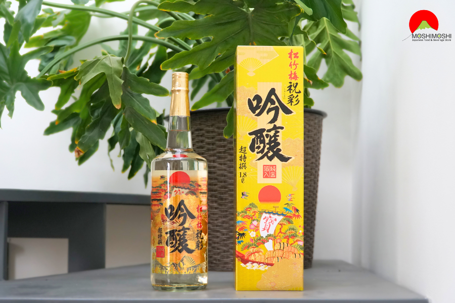 Rượu biếu tết 2025 sake vảy vàng mặt trời đỏ