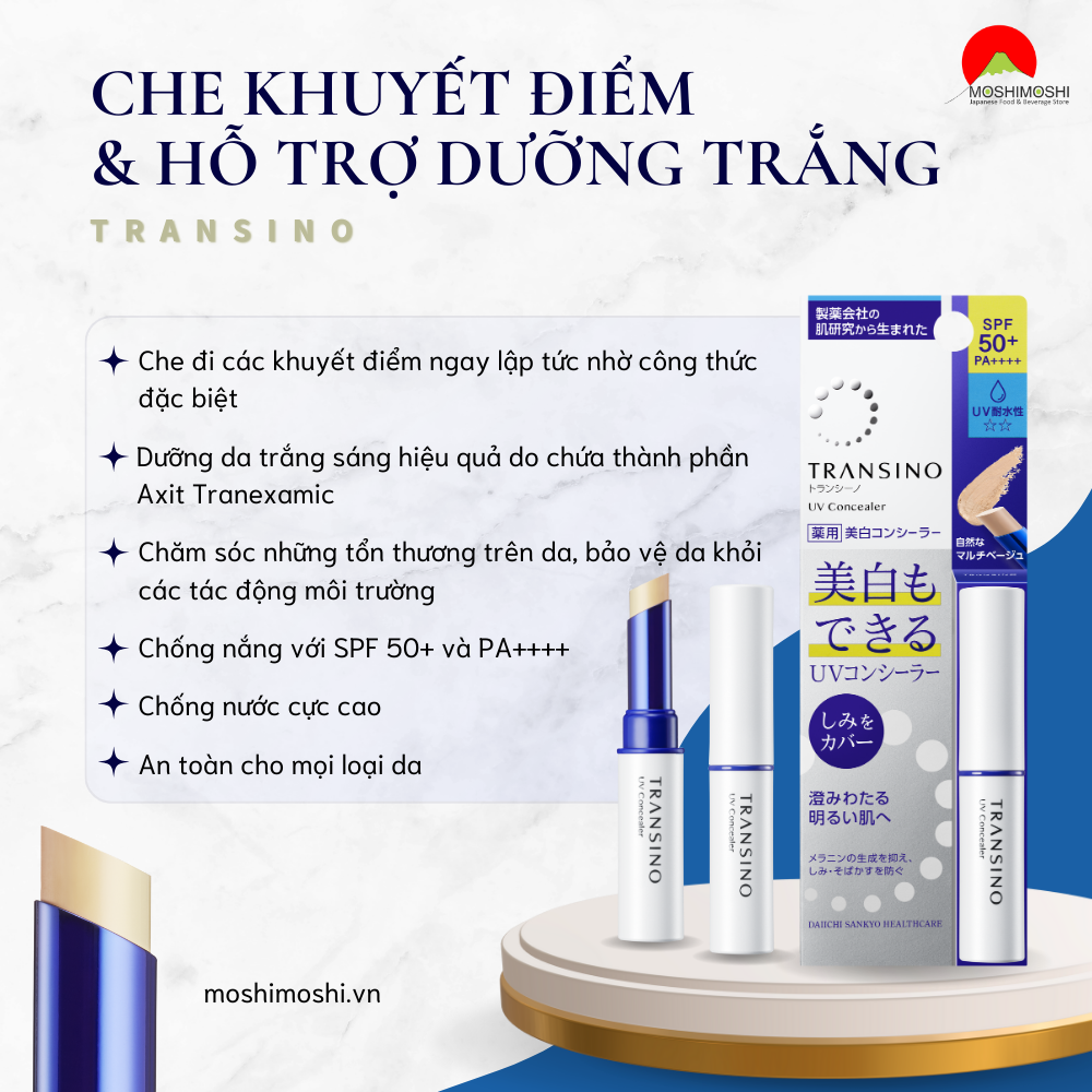 Thanh Che Khuyết Điểm & Hỗ Trợ Dưỡng Trắng TRANSINO