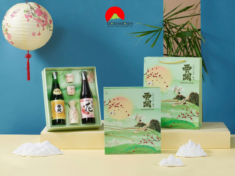 Hộp Quà Rượu Tết 2025 Nắng Xuân Nishinoseki Junmaishu & Hana
