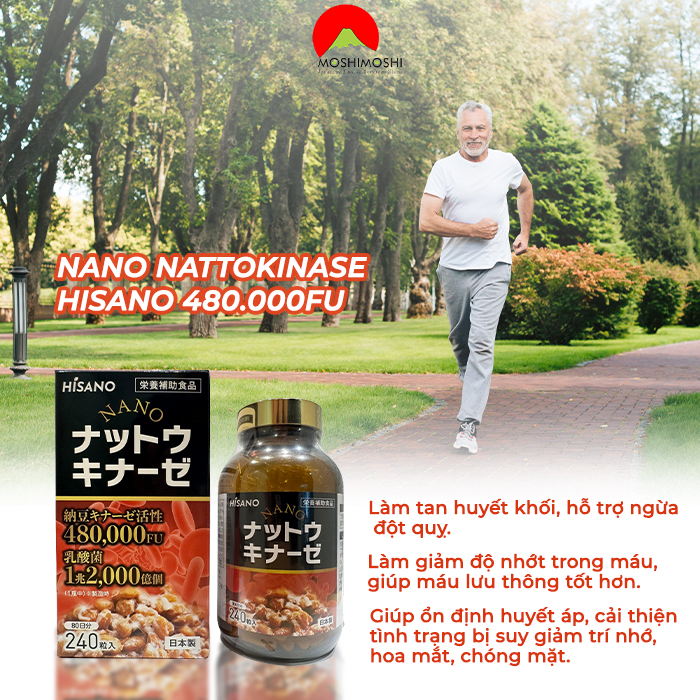 Công dụng viên uống phòng đột quỵ Nano Nattokinase Hisano 480.000FU