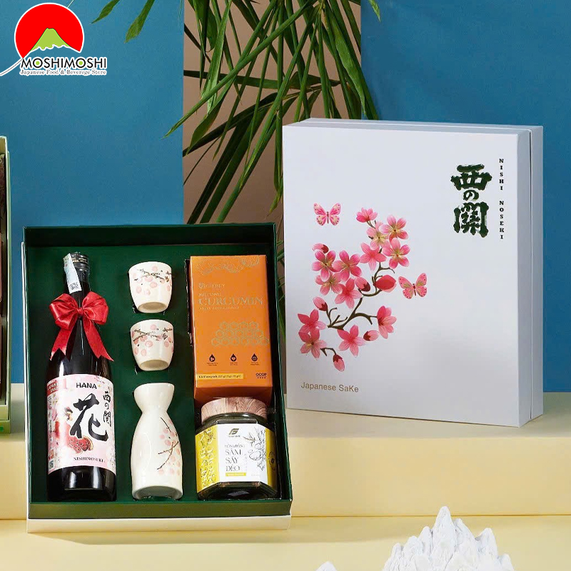Hộp quà rượu sake Nishinoseki Hana Đào Niên Hoa là gì?