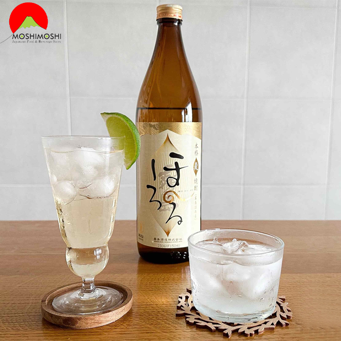 Cách uống rượu shochu Kirishima Hororu Mugi Nhật Bản với đá lạnh
