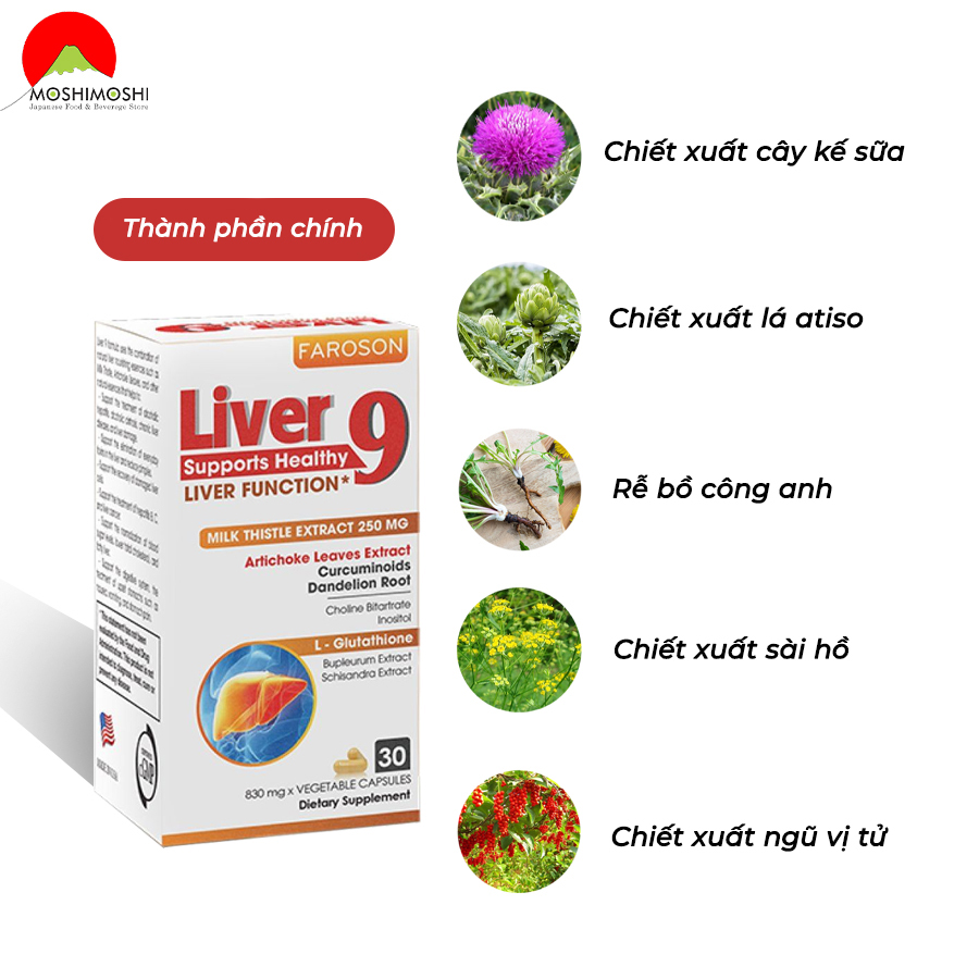 Thành phần có trong viên uống bổ gan Faroson Liver 9