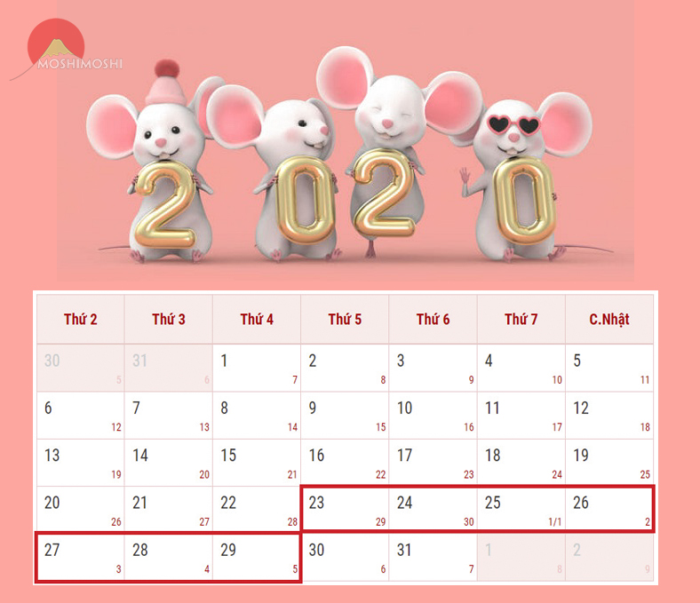 lịch nghỉ Tết 2020
