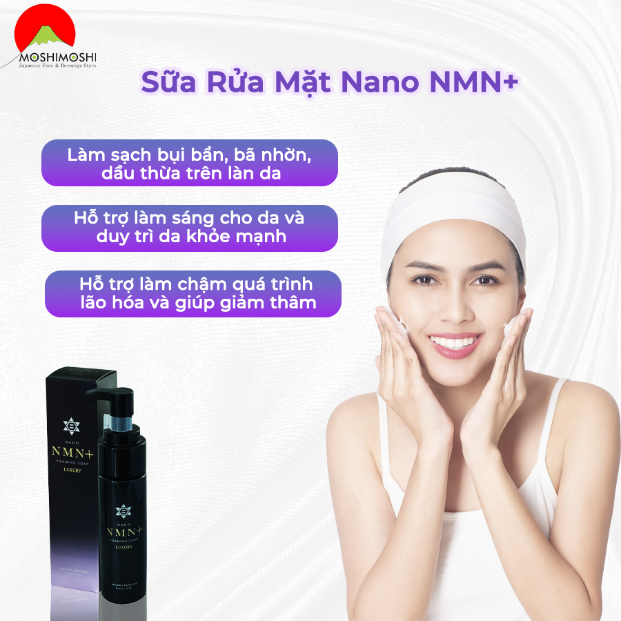 Công dụng sữa rửa mặt Nano NMN+ Nhật Bản