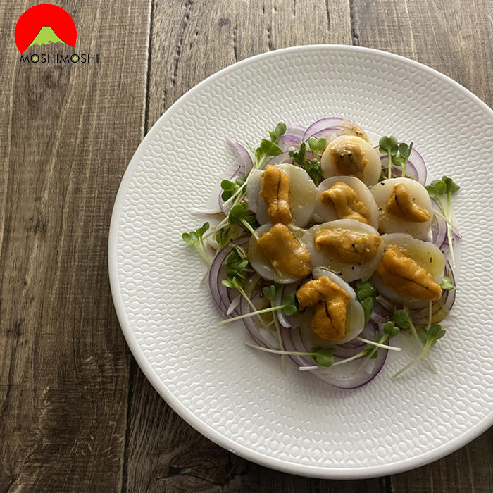 Thịt nhum biển Bafun Uni Narabi ăn cùng sò điệp