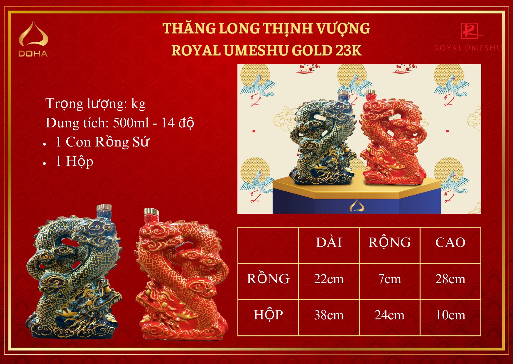 Rượu rồng linh vật Giáp Thìn Tết 2024 "Thăng Long Thịnh Vượng"