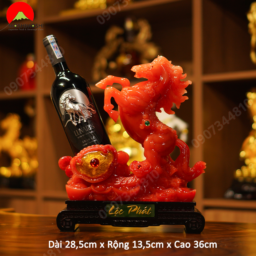 Kệ Rượu Ngựa Lộc Phát Tết 2026 màu đỏ