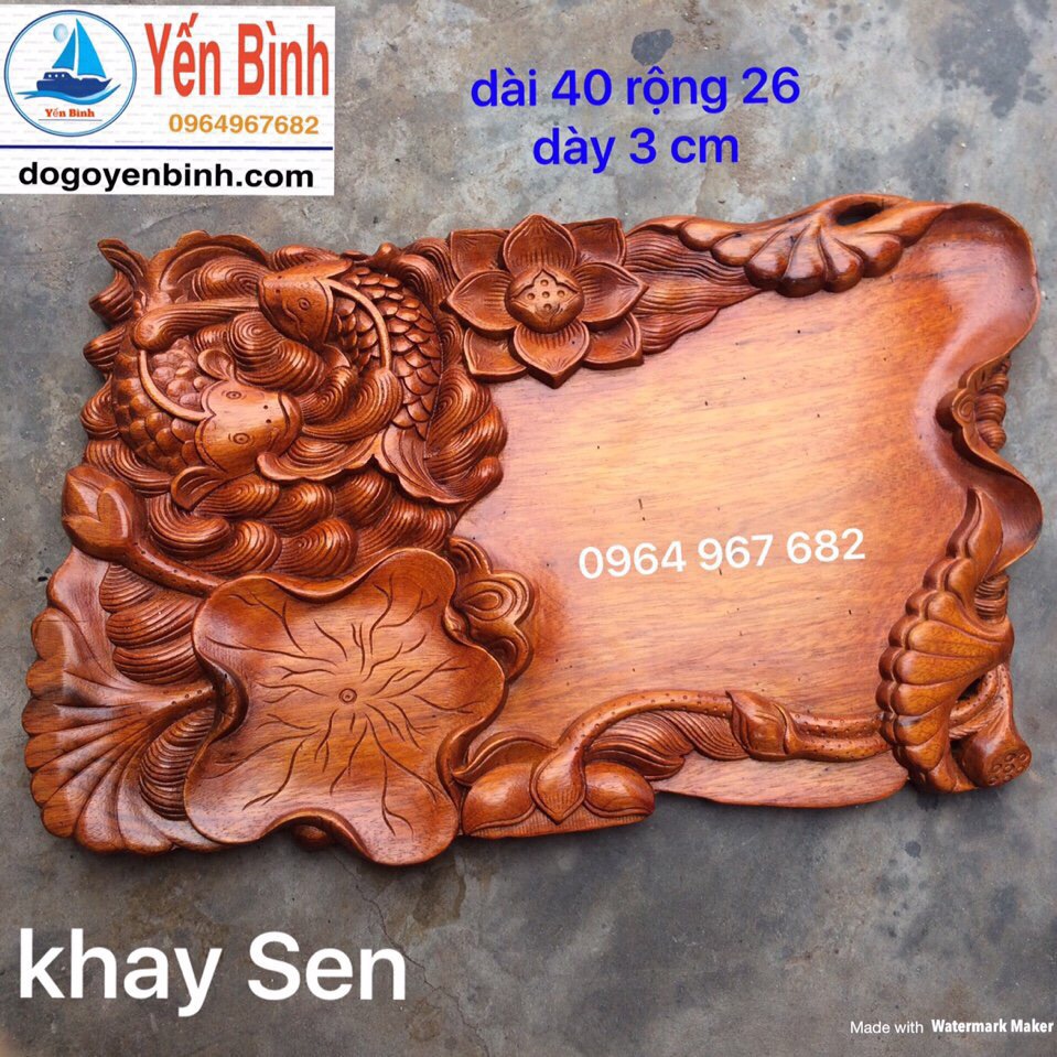 Khay sen cá chép + ấm chén 7