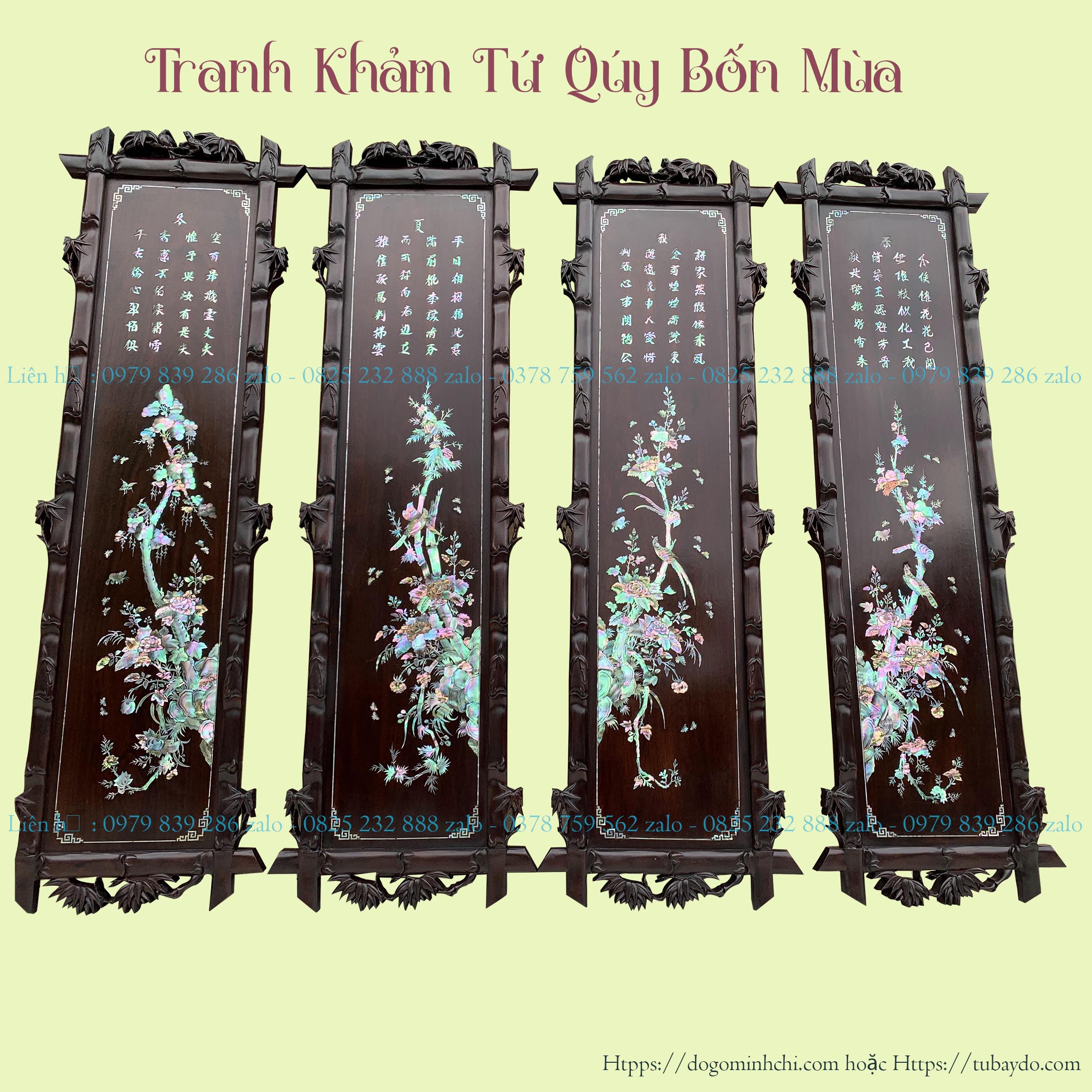 ##Bộ_Tranh_Khảm_Ốc_Cảnh_Tứ_Qúy_Khung_Trúc _1