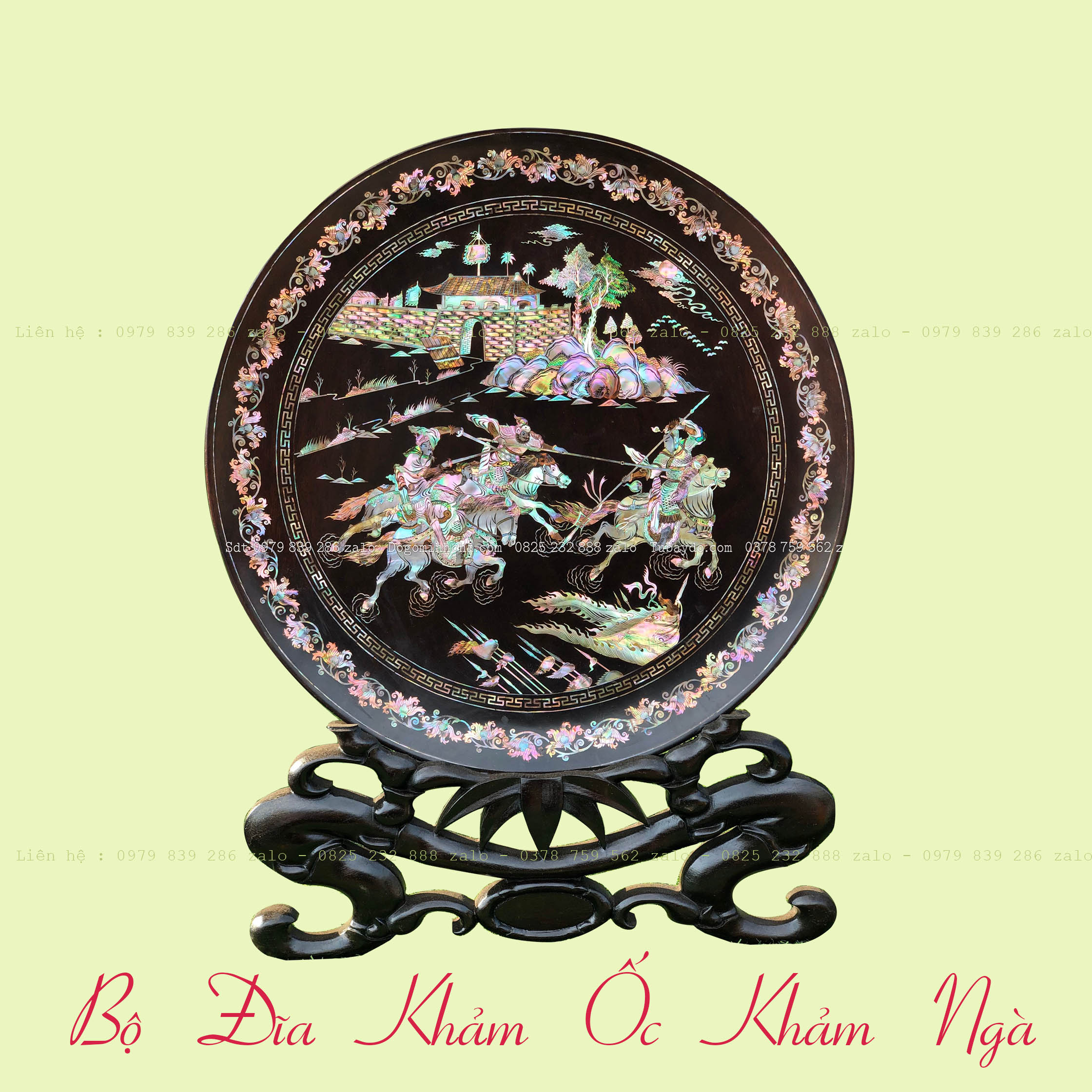 #Đĩa_Khảm_Cảnh_Tích_Phù_Dung_Khảm_Sen_Khảm_Rồng_Khảm_Ngà