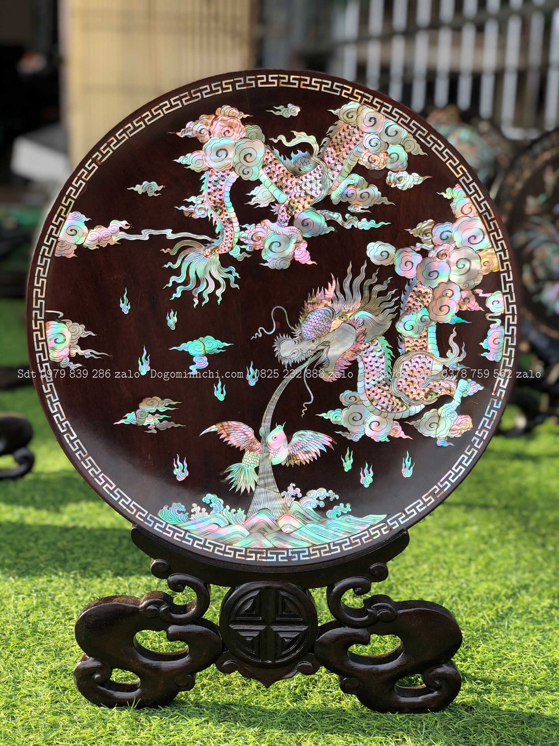 #Đĩa_Khảm_Cảnh_Tích_Phù_Dung_Khảm_Sen_Khảm_Rồng_Khảm_Ngà _8