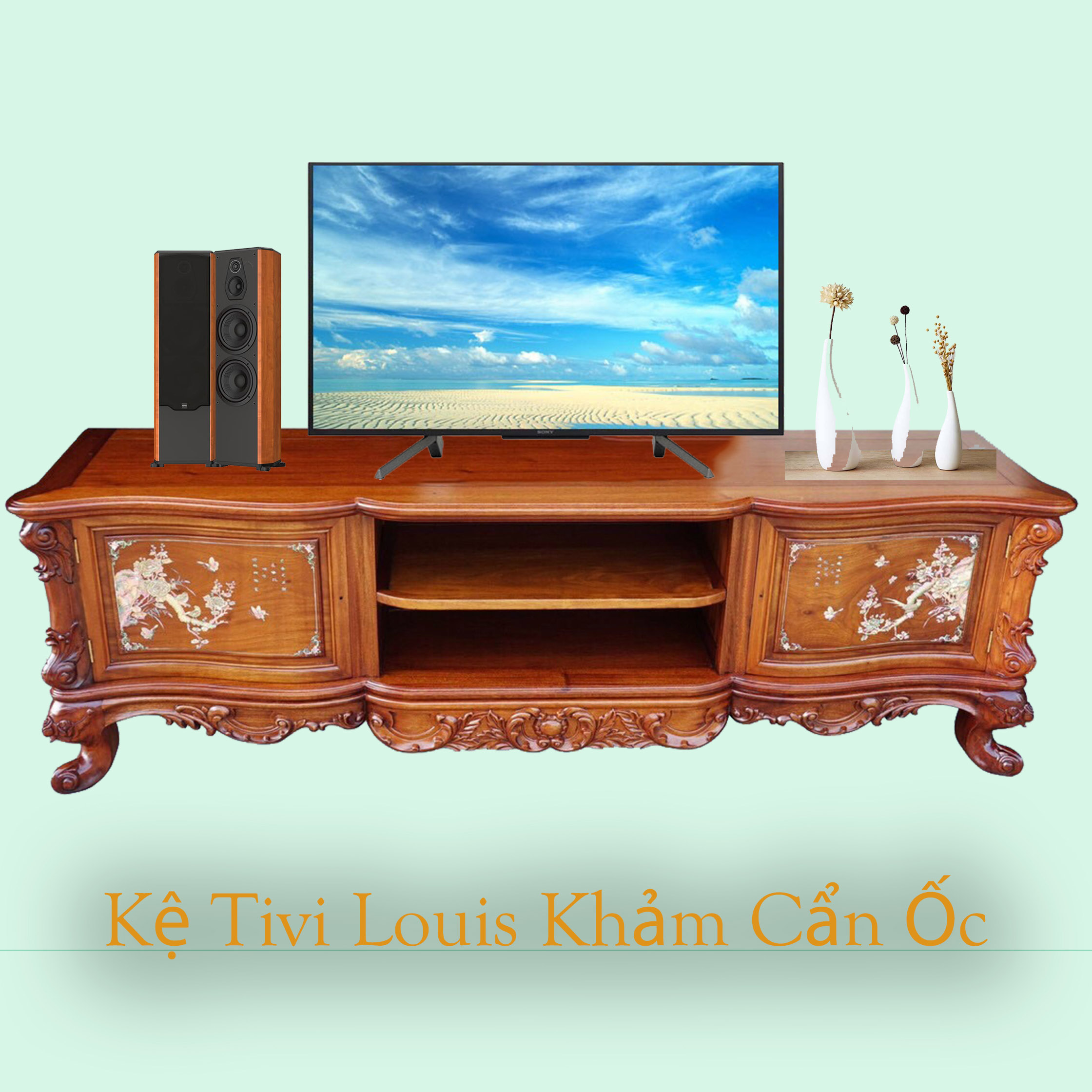 #Kệ_Tivi_Louis_Khảm_Ốc_Cảnh_Mai