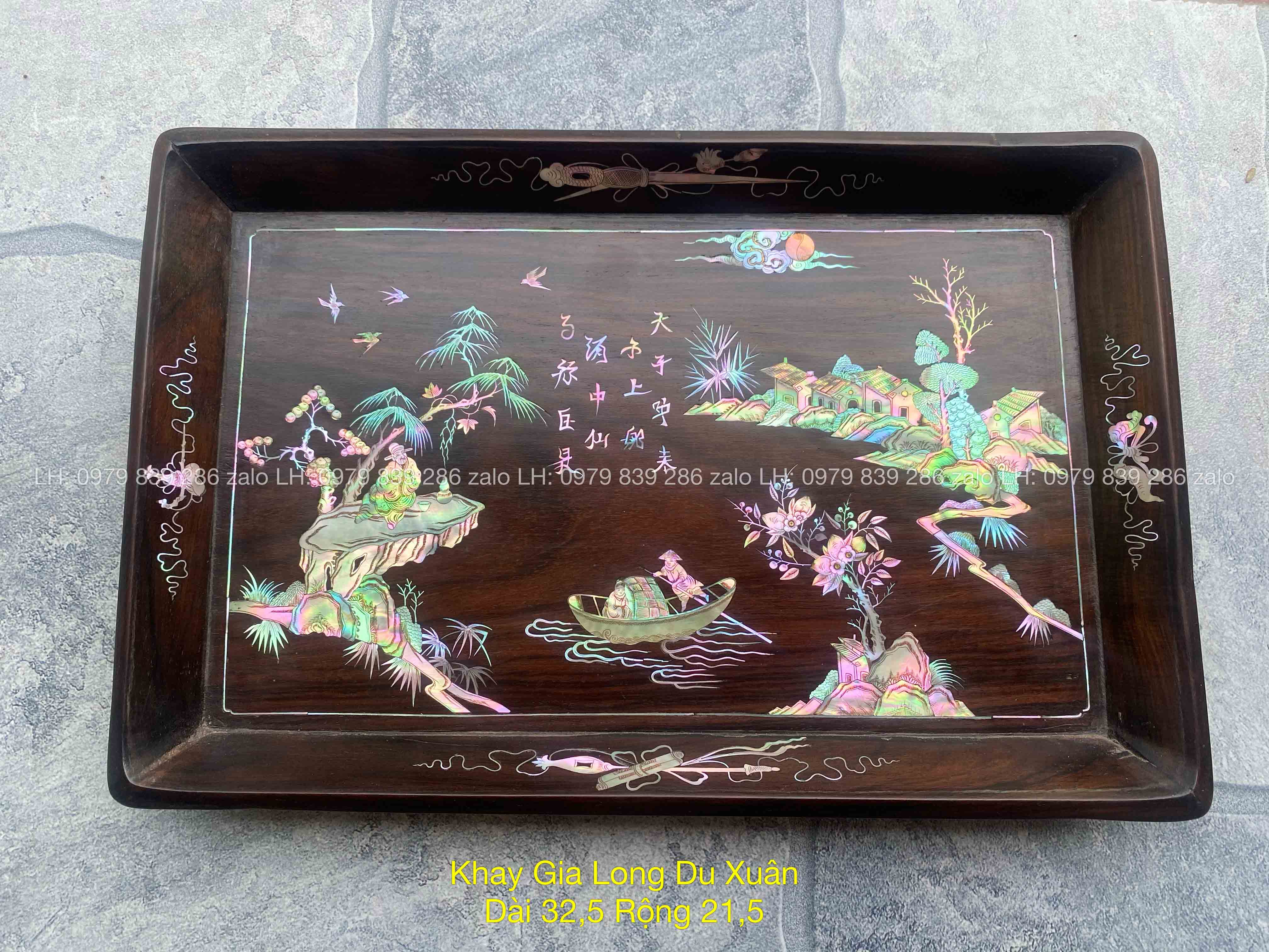 #Khay_Lan_Gỗ_Trắc_Khảm_Ốc_Đẹp_Vàng_Chanh_Đỏ_Lửa_9