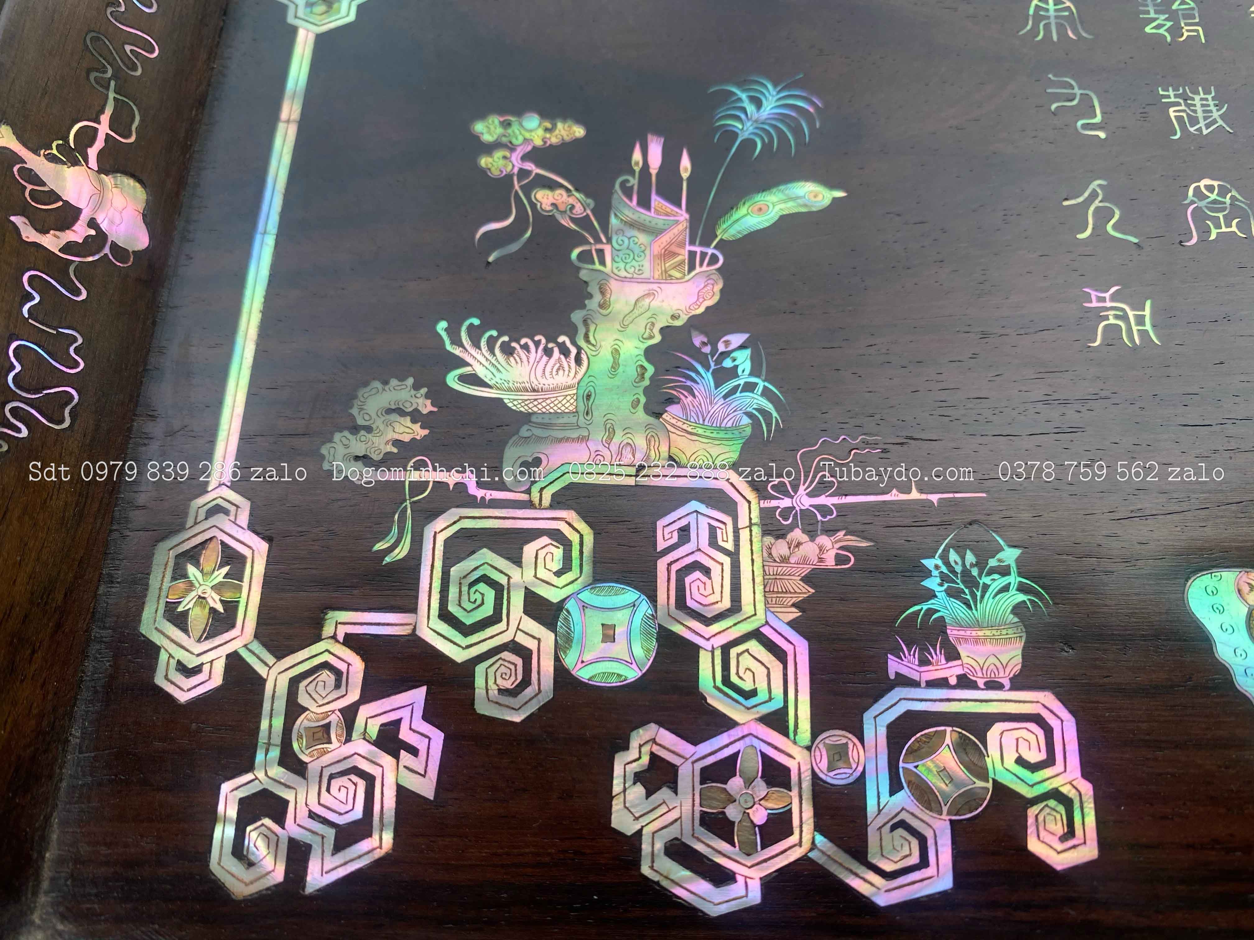 #Khay_Lan_Gỗ_Trắc_Khảm_Ốc_Đẹp_Vàng_Chanh_Đỏ_Lửa_4