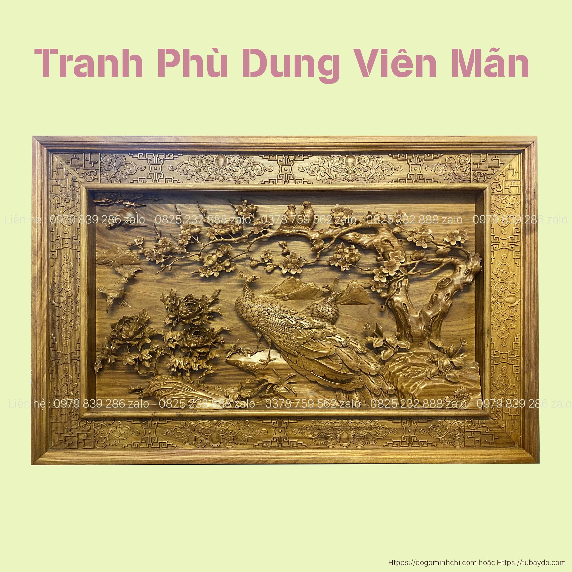 #Tranh_Gỗ_Chạm_Kênh_Bong_Cảnh_Phù_Dung_Viên_Mãn