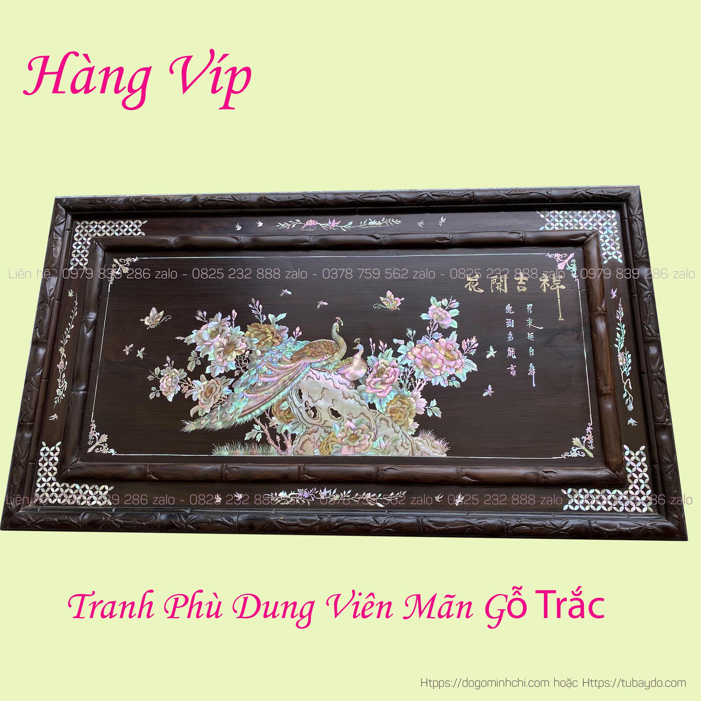 Tranh-Khảm-Phù-Dung-Viên-Mãn-Gỗ-Trắc