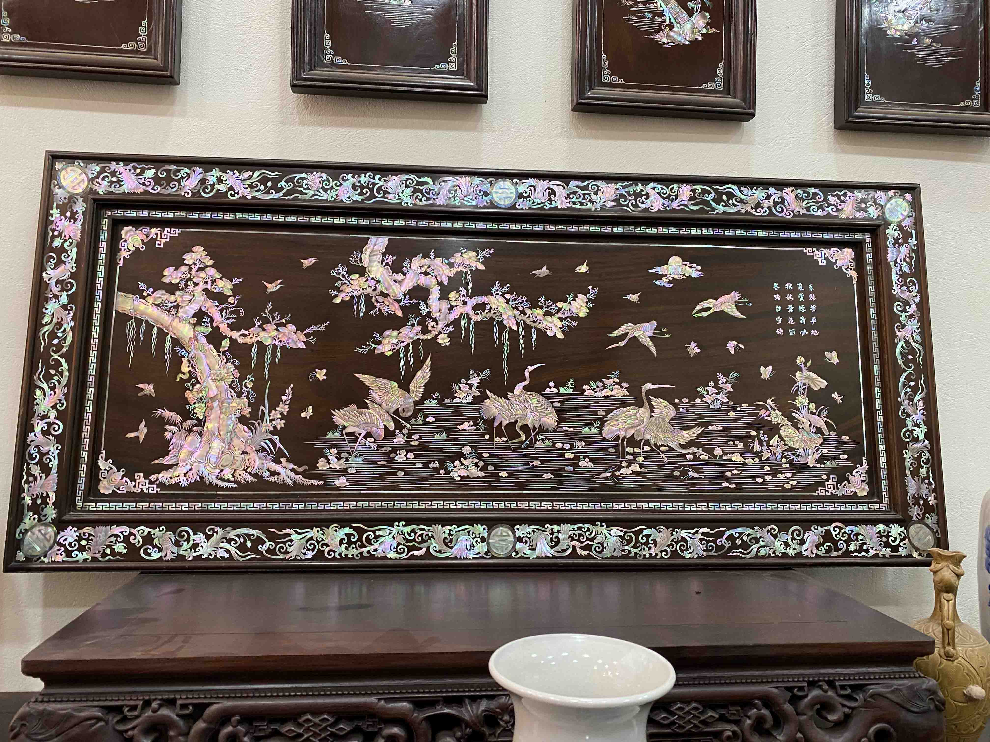 #Tranh_Tùng_Hạc_Khảm_Ốc_Vàng_Chanh_Đỏ_Lửa_1