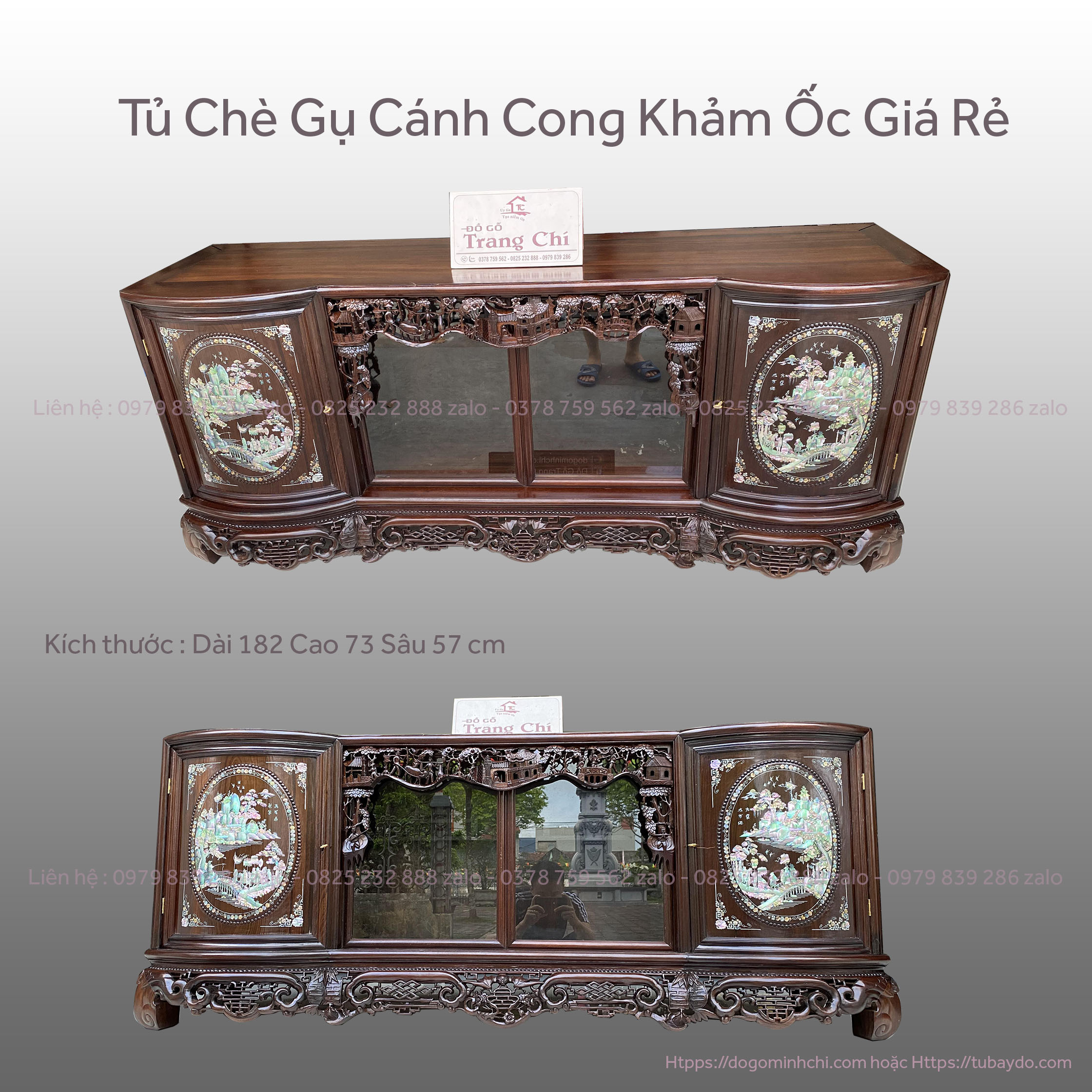 #Tủ_Chè_Gụ_Cánh_Cong_Khảm_Tích_Giá_Rẻ_1