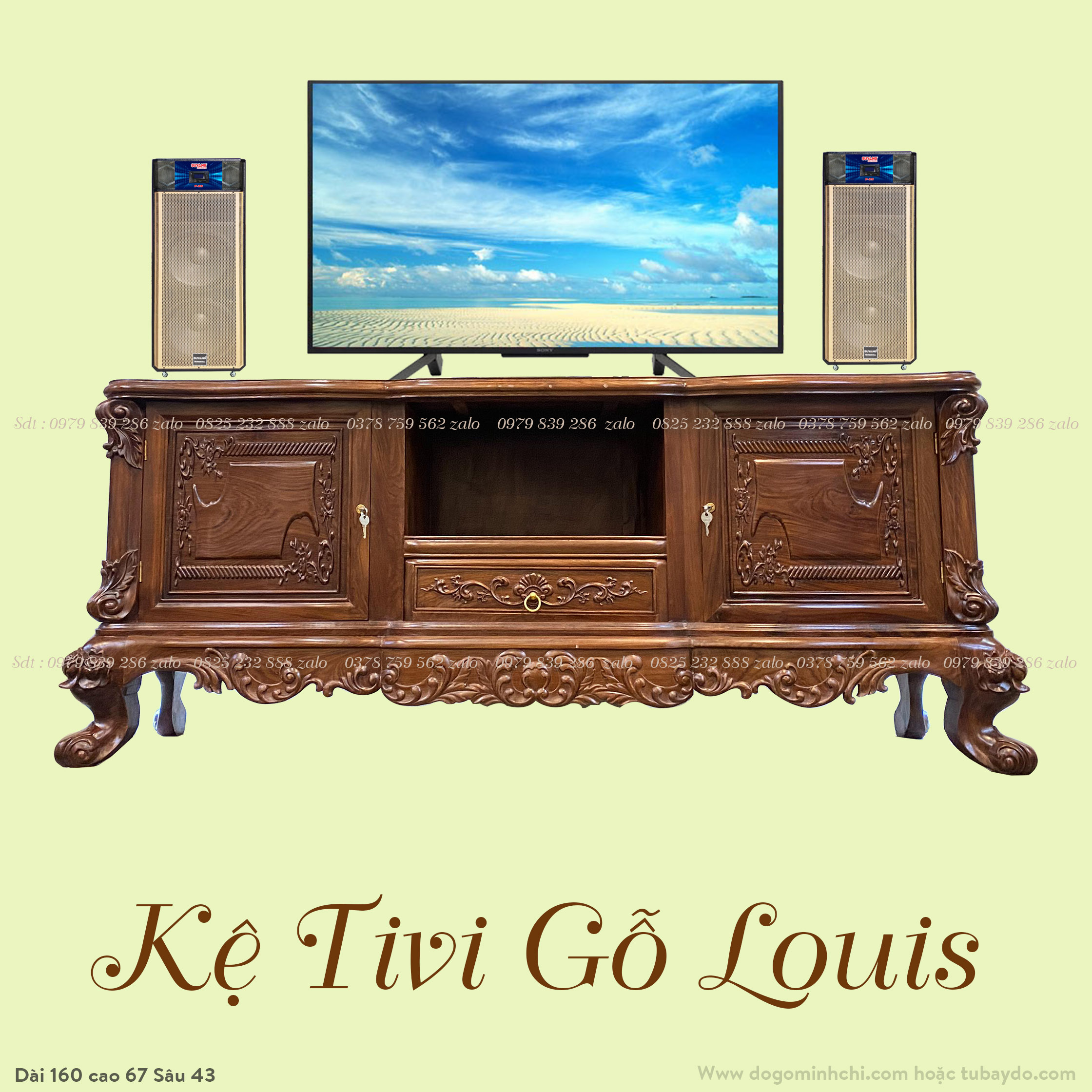 #Kệ_Tivi_Louis_Pháp_Dài_160_Gỗ_Hương_Đá