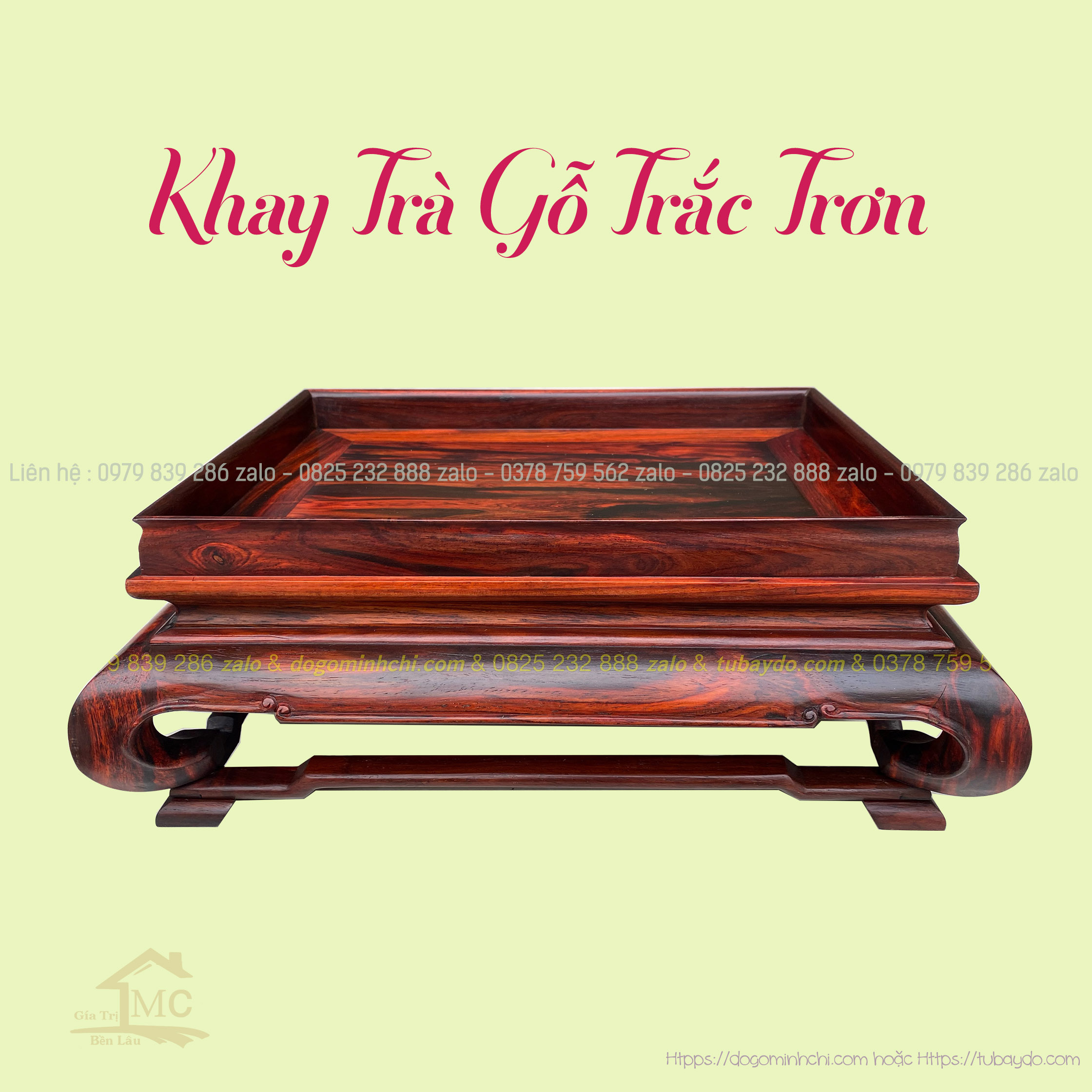 #Khay_Trà_Trơn_Chân_Qùy_Gỗ_Trắc