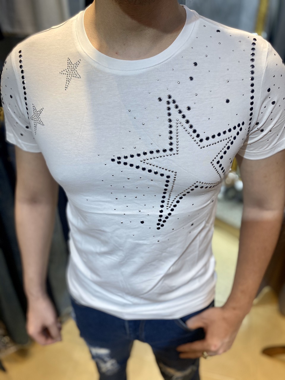 Áo thun đính đá ngôi sao AT8913 (Cặp đôi Nam- Nữ)