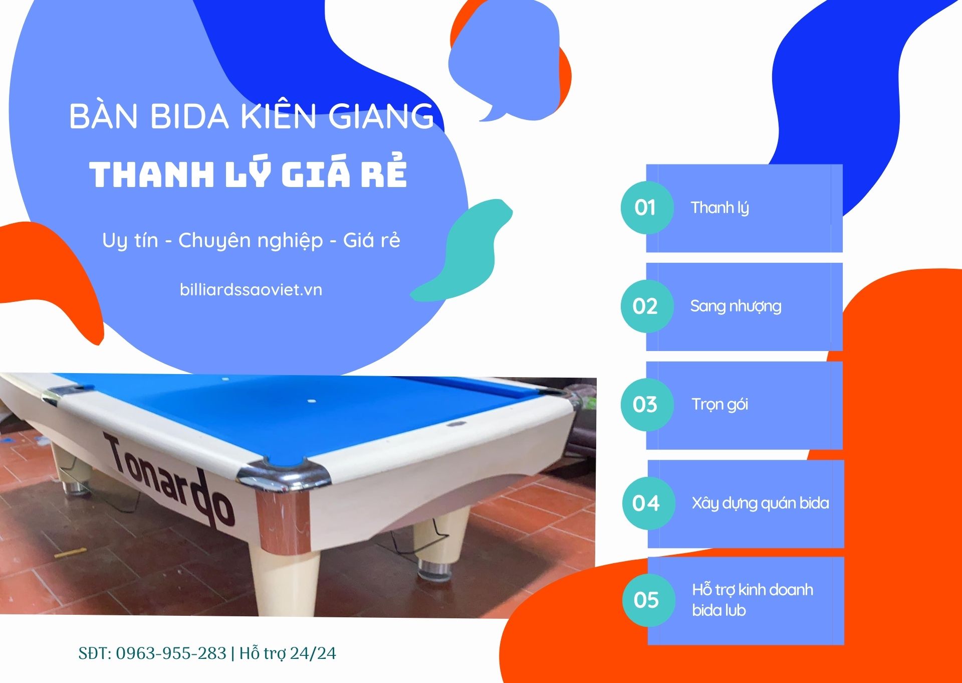 Đại lý bàn bida phăng Kiên Giang - Chất lượng, giá rẻ và uy tín