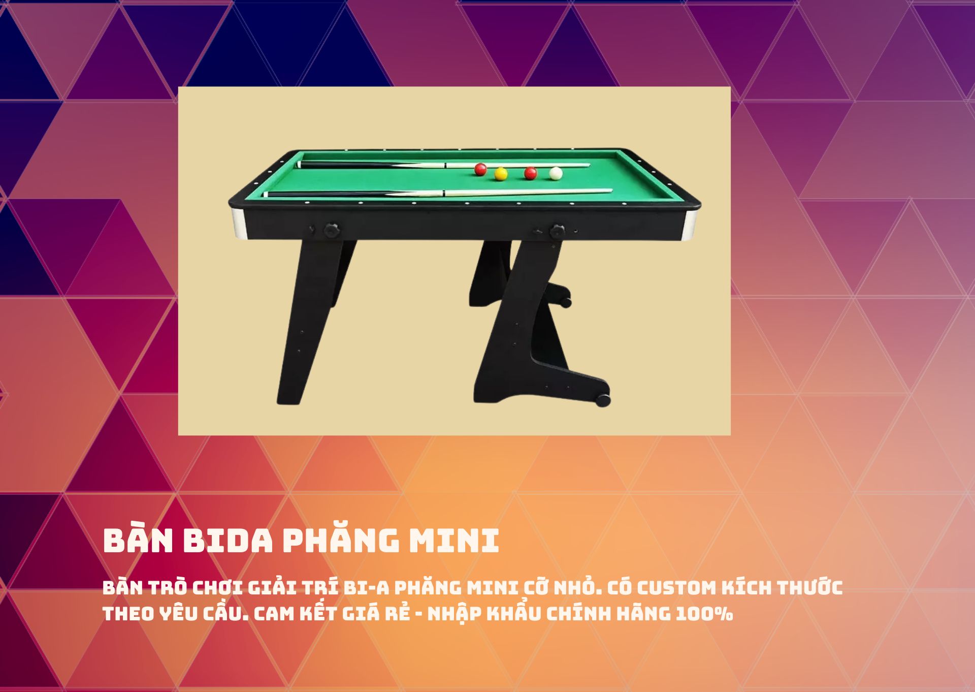 Giá Bàn Bida Phăng Mini 3 Băng Cỡ Nhỏ