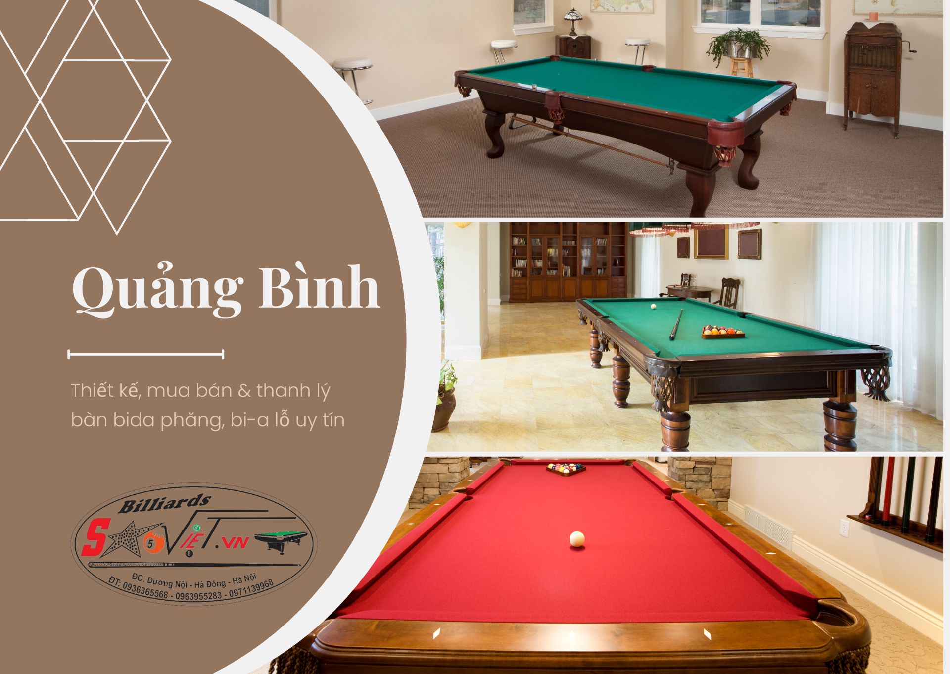 bàn bida phăng quảng bình - Bàn bi-a lỗ 3 bi Quảng Bình