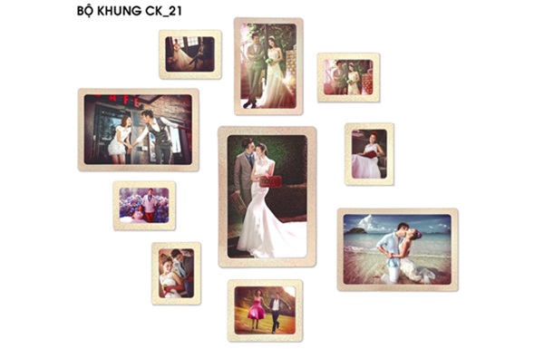 Bộ khung ảnh cưới treo tường không cần đóng đinh